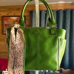 Kate Spade Vibrant Green Tote with Floral Scarf